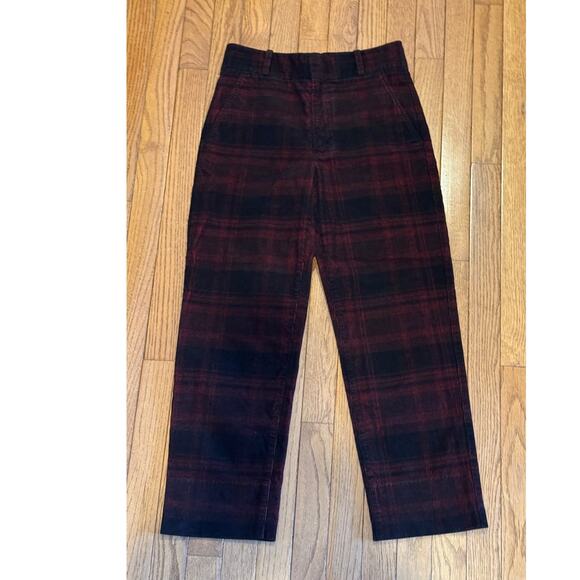 AG Adriano Goldschmied The Elvie Corduroy Red Plaid High Rise Crop Trouser 27 - Picture 6 of 12